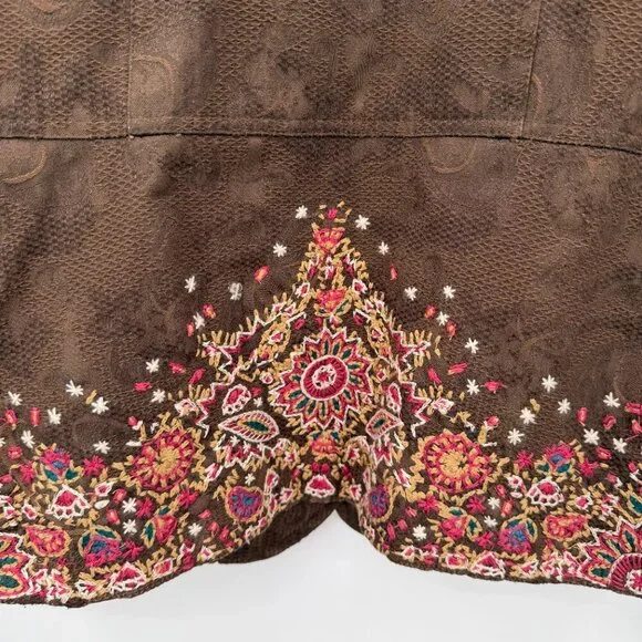 Coldwater Creek Women’s Brown Embroidered Paisley Jacket Blazer Boho Size 10 - Picture 8 of 11